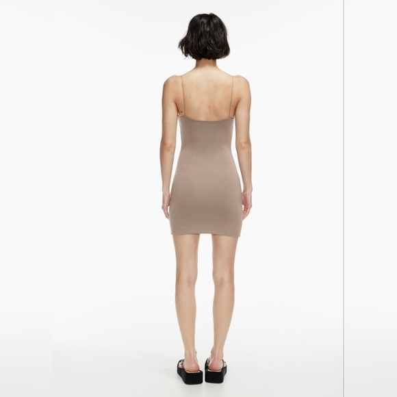 🌞ARITZIA Wilfred Free Tiny Dress Mini Bodycon Stretch Jersey Yellow Size S - Picture 2 of 12